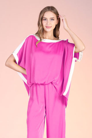 Contrast Band Top Pink