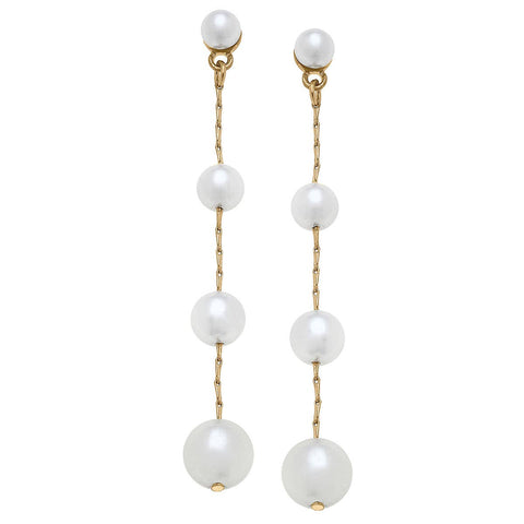 Audrey Pearl Earrings Ivory & Worn Gold