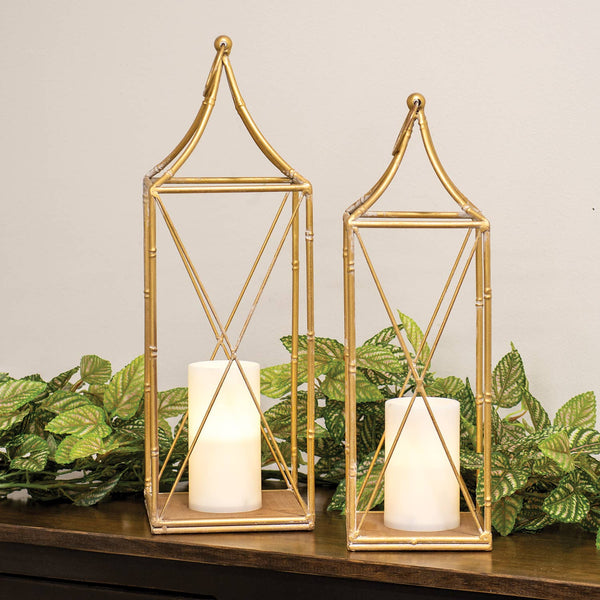Col House Designs - 2/Set - Distressed Golden Metal Open Air Lanterns
