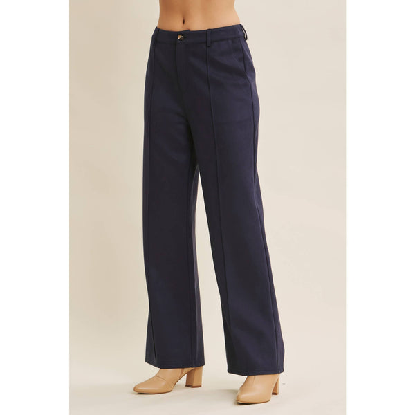 Navy Faux Suede Pants