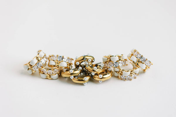 Diamond and Pearl Huggie Earrings