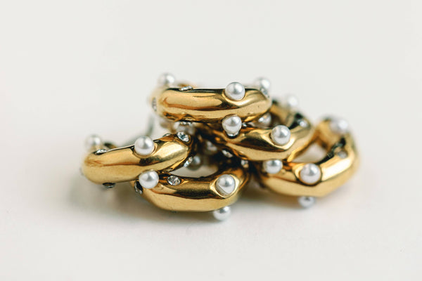 Diamond and Pearl Huggie Earrings