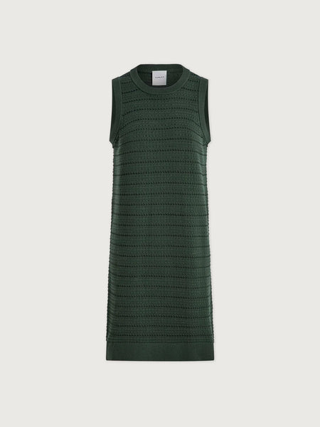 Varley Mindy Contrast Stitch Knit Dress Cilantro
