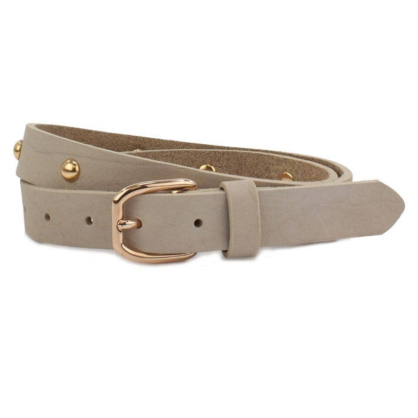 Handmade Veg-Tan Nubuck Studded Cream Ladies Belt - Suma