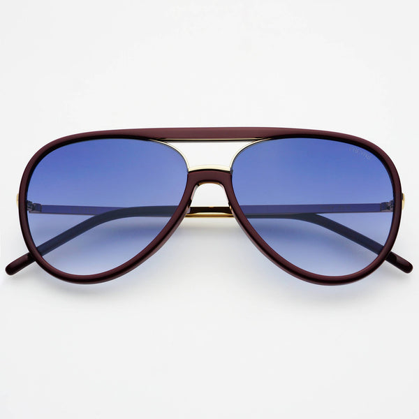 Shay Aviator Sunglasses: Burgundy