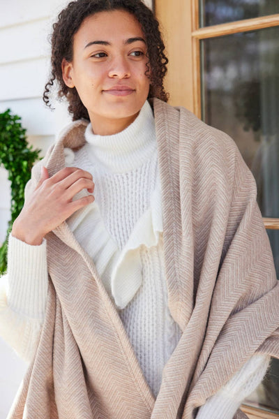 ChappyWrap - Bayside Herringbone Shawl - Wheat