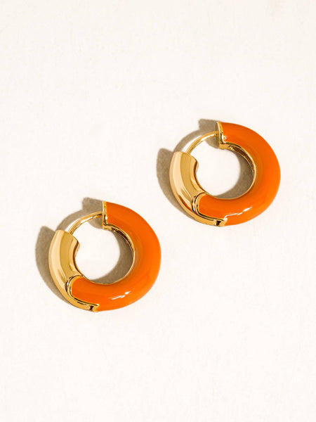 Odessa Orange Enamel Hoop Earrings