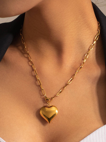 Paris 18K Gold Non-Tarnish Heart Chain Necklace