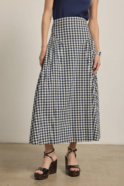 Navy Check Maxi Skirt