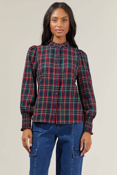 Miley Plaid Navy Top