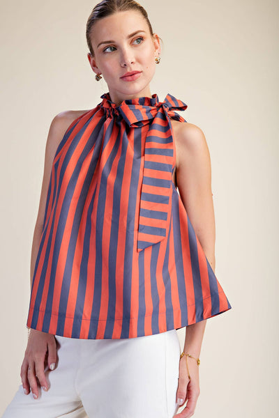 Olivia Ruffle Neck Charcoal/Navy