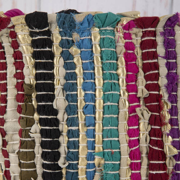 Woven Multi Metallic Stripe Wristlet