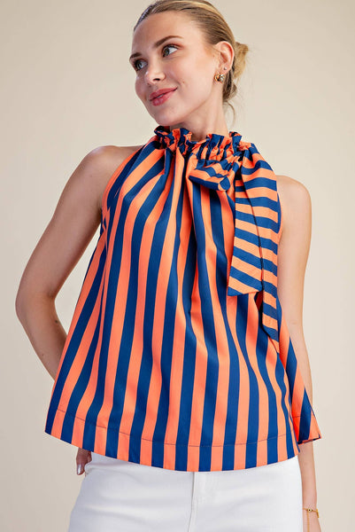 Olivia Ruffle Neck Charcoal/Navy