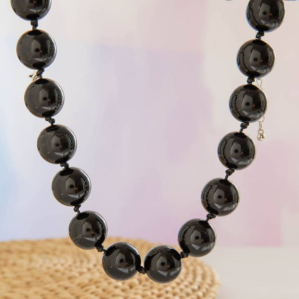 Black Boho Beaded Necklace