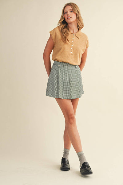 Houndstooth Pleated Shorts