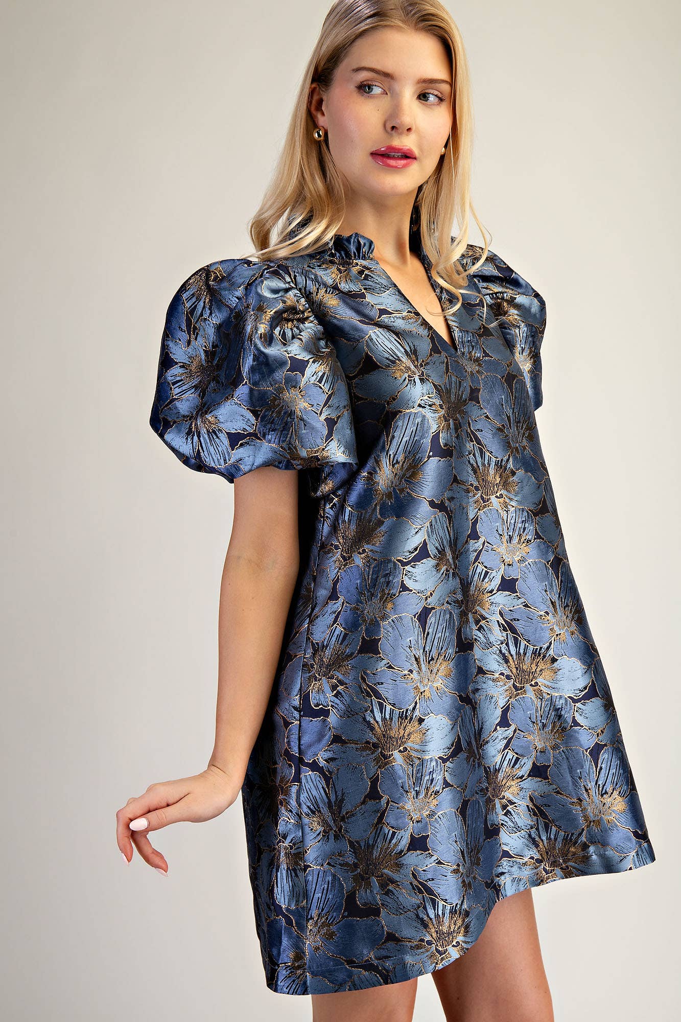 Gilded Garden Blue Mini Dress