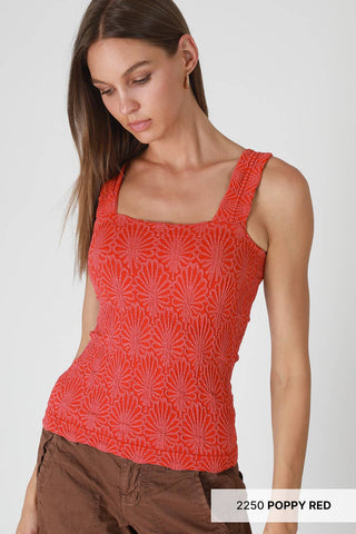 Lace Textured Square Top Poppy Red