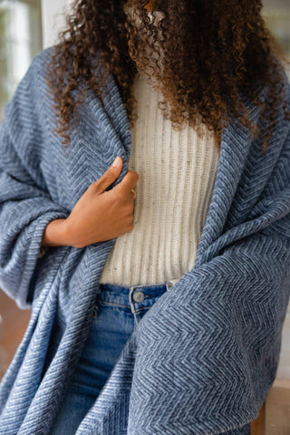 ChappyWrap - Bayside Herringbone Shawl - Midnight Navy