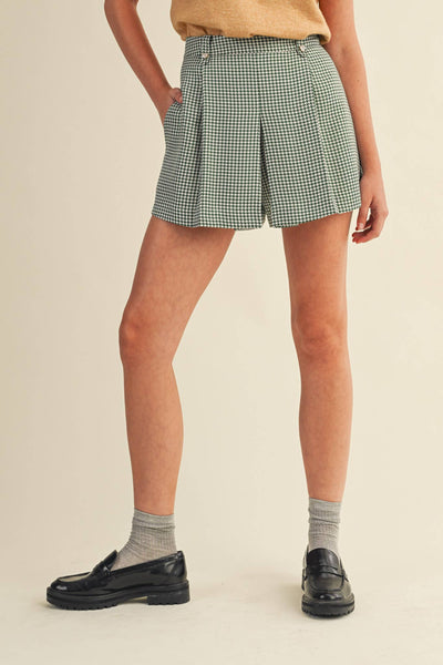 Houndstooth Pleated Shorts
