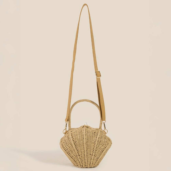 Straw Shell Braided Top Handle Bag KA