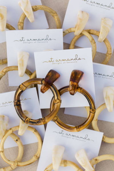 Dark Bamboo Drop Earrings