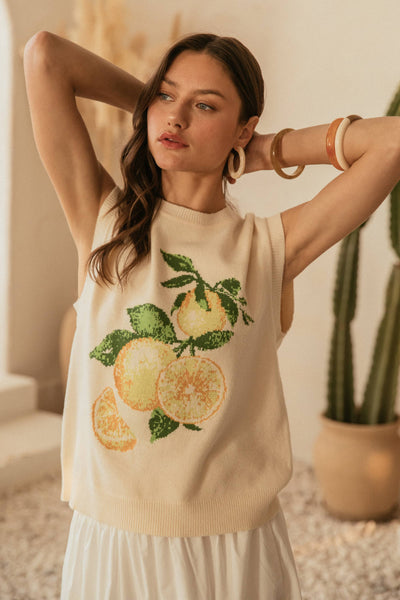 Citron Intarsia Knit Sweater