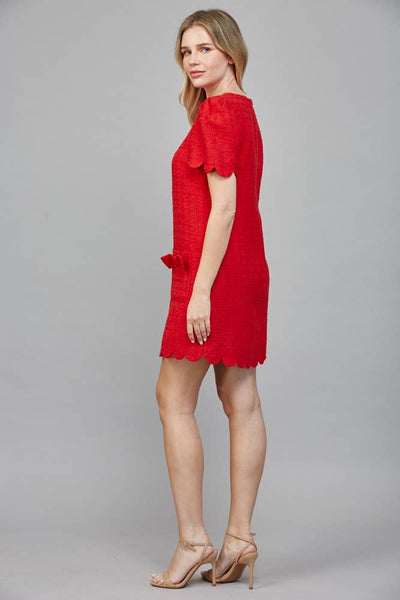 Scalloped Tweed Dress