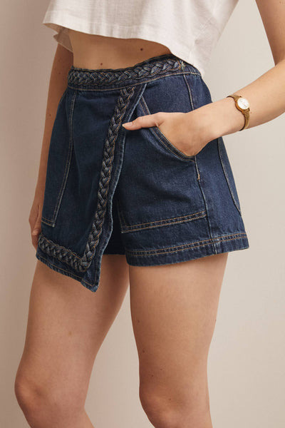 Braided Denim Skort