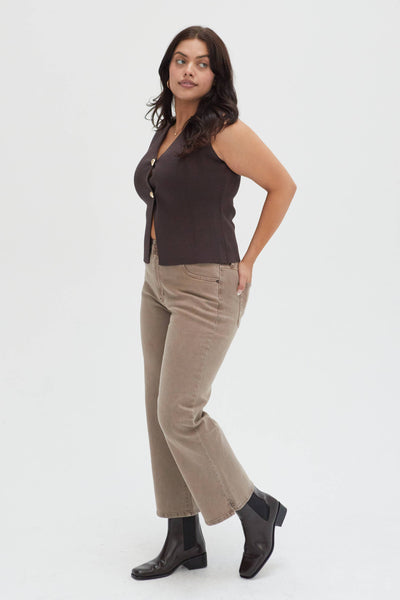 Addington Ankle Crop Mid Rise Jean, Brown