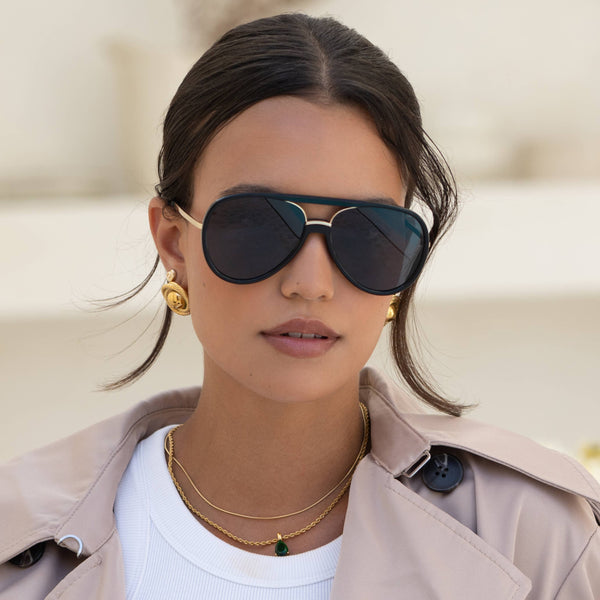 Shay Aviator Sunglasses : Black