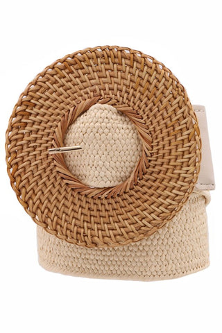Basket Weave Straw Belt Ivory