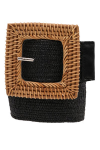 Square Woven Stretch Belt Black/Natural