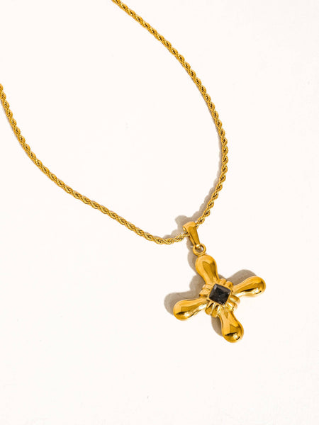 Chantal Non-Tarnish Stone Cross Necklace