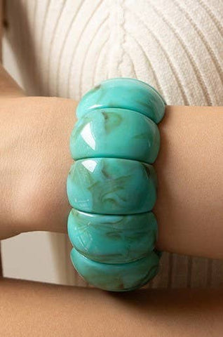Turquoise Acrylic Stretch Bracelet