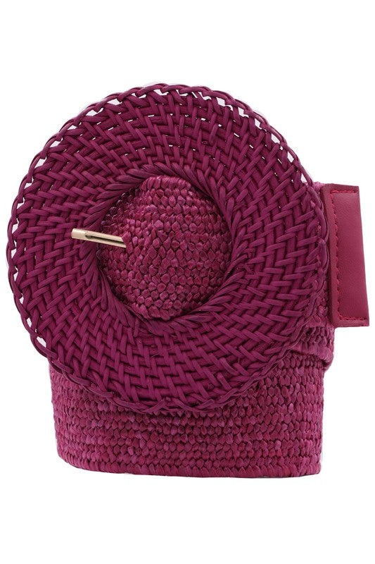 Circle Magenta Woven Stretch Belt