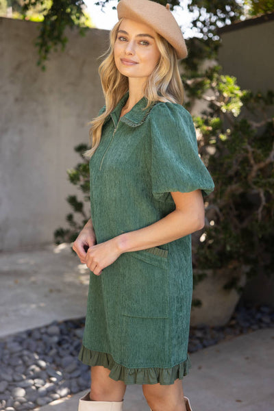Hunter Green Ruffle Dress