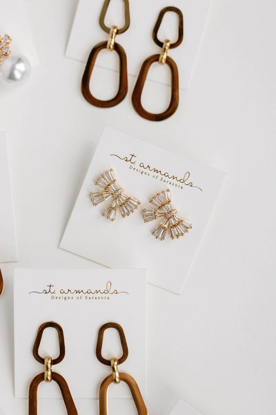 Gold Maxi Sparkler Stud Bow Earrings