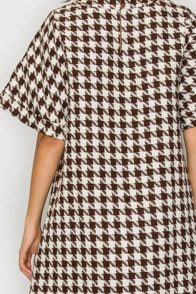 Mocha Houndstooth Dress