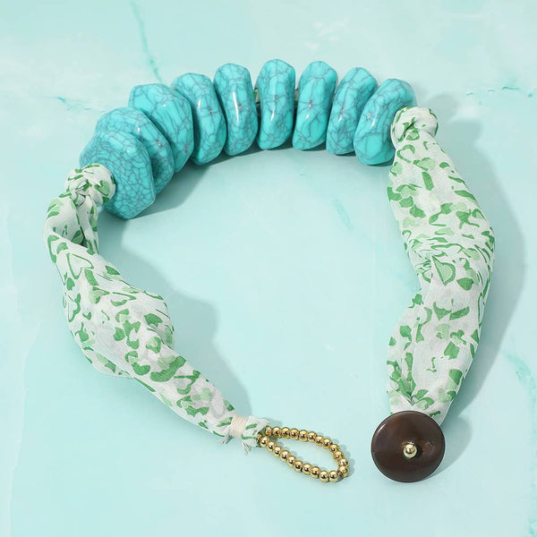 Chunky Stone Floral Necklace: Turquoise