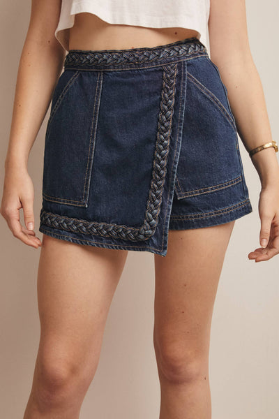 Braided Denim Skort