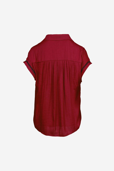 Crimson Red Whipstitch Blouse