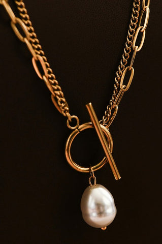 18k Non-tarnish Necklace with Pearl