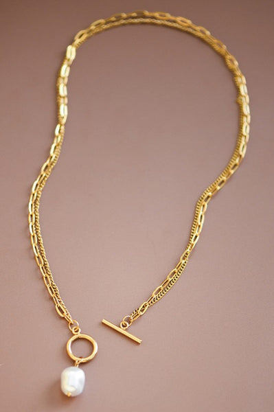 18k Non-tarnish Necklace with Pearl