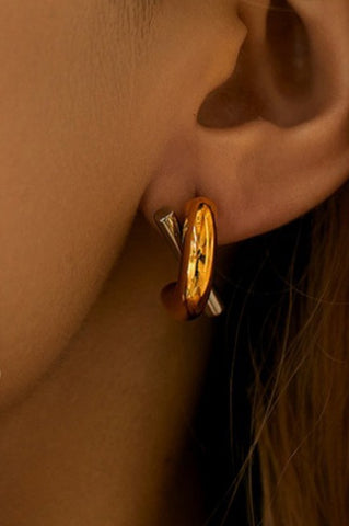 Waterproof Non-tarnish Dual Tone Earrings