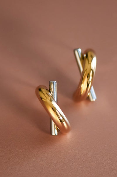 Waterproof Non-tarnish Dual Tone Earrings