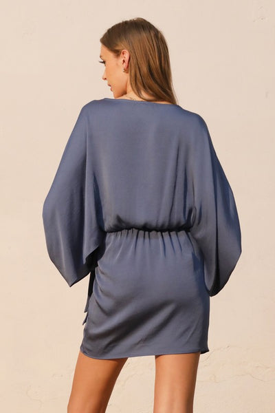 Stormy Blue Wrap Dress