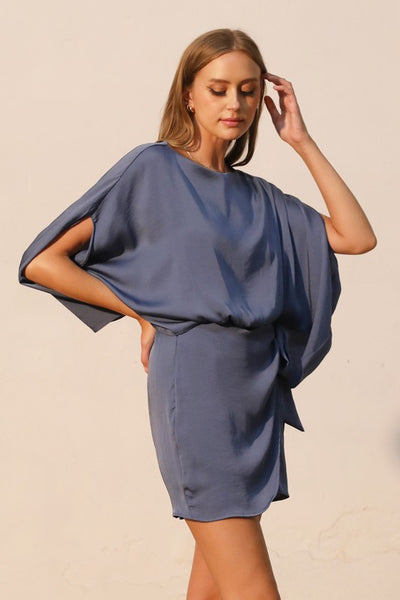 Stormy Blue Wrap Dress