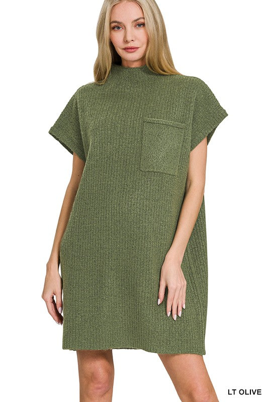 Amanda Mock Neck Dress in Olive