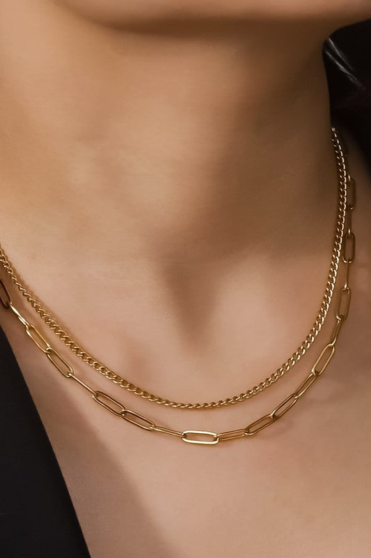 Paperclip Two Layered Necklace