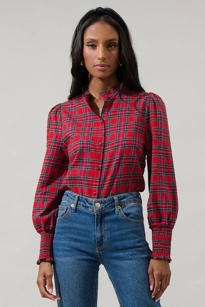 Miley Plaid Red Top